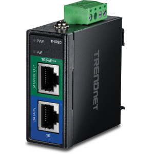 TRENDnet TI-IG90 95W Industrial Gigabit PoE++ Injector, IP50 rating, DIN-rail or wall mount